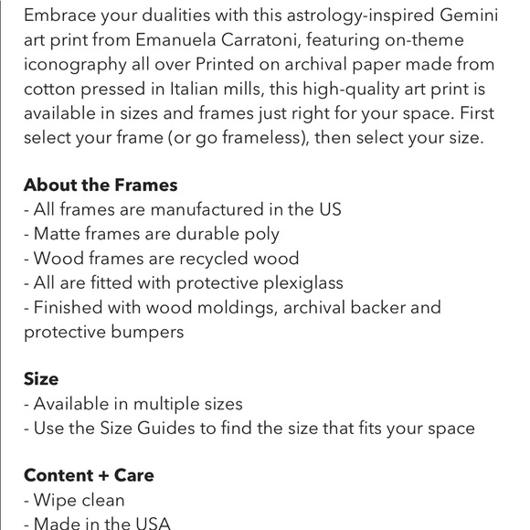 URBAN OUTFITTERS EMANUELA CARRATONI ZODIAC SERIES GEMINI ART PRINT - Picture 3 of 3